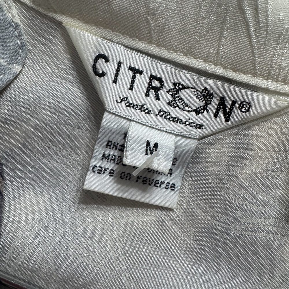 NWT Citron Santa Monica 100% Silk Button Front Blouse – Blue & Ivory – Size M - Picture 5 of 6